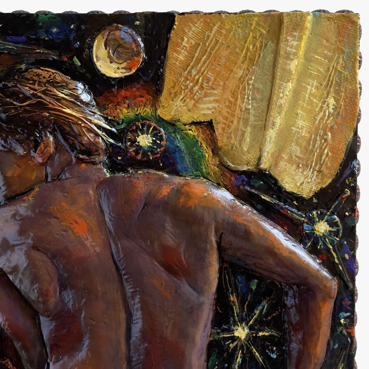 "Contemplation" Original Polychromed Bas-Relief | Free Shipping Worldwide