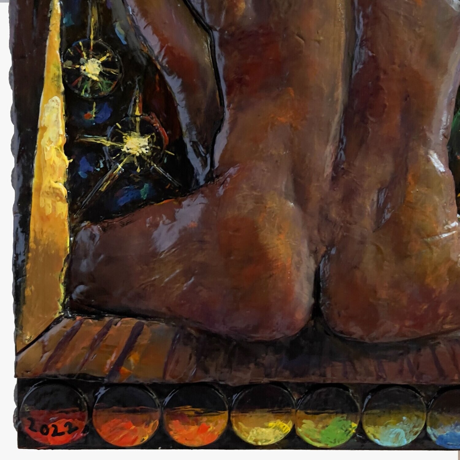 "Contemplation" Original Polychromed Bas-Relief | Free Shipping Worldwide