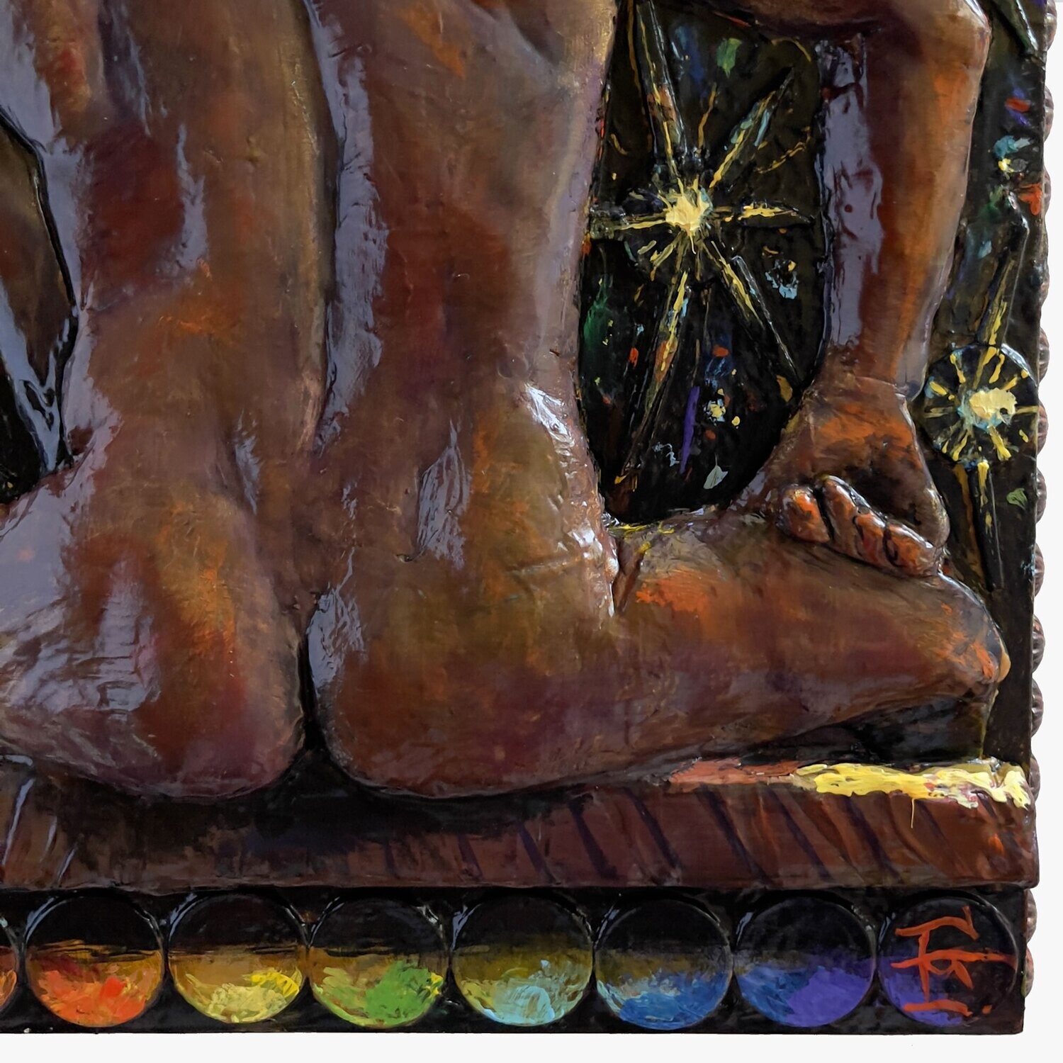 "Contemplation" Original Polychromed Bas-Relief | Free Shipping Worldwide