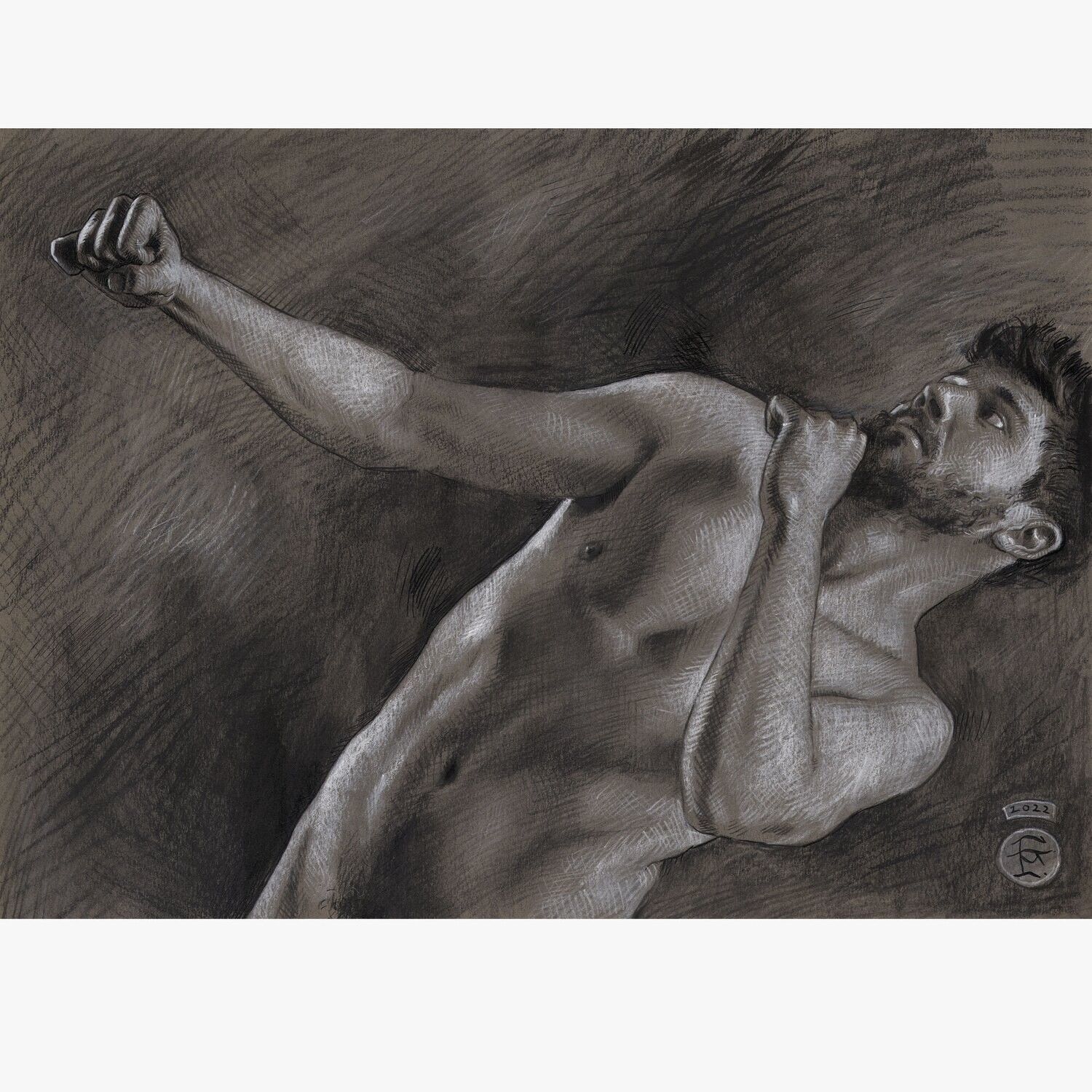 &quot;The Grappling&quot; Original Grisaille Work on Paper | Free Shipping Worldwide