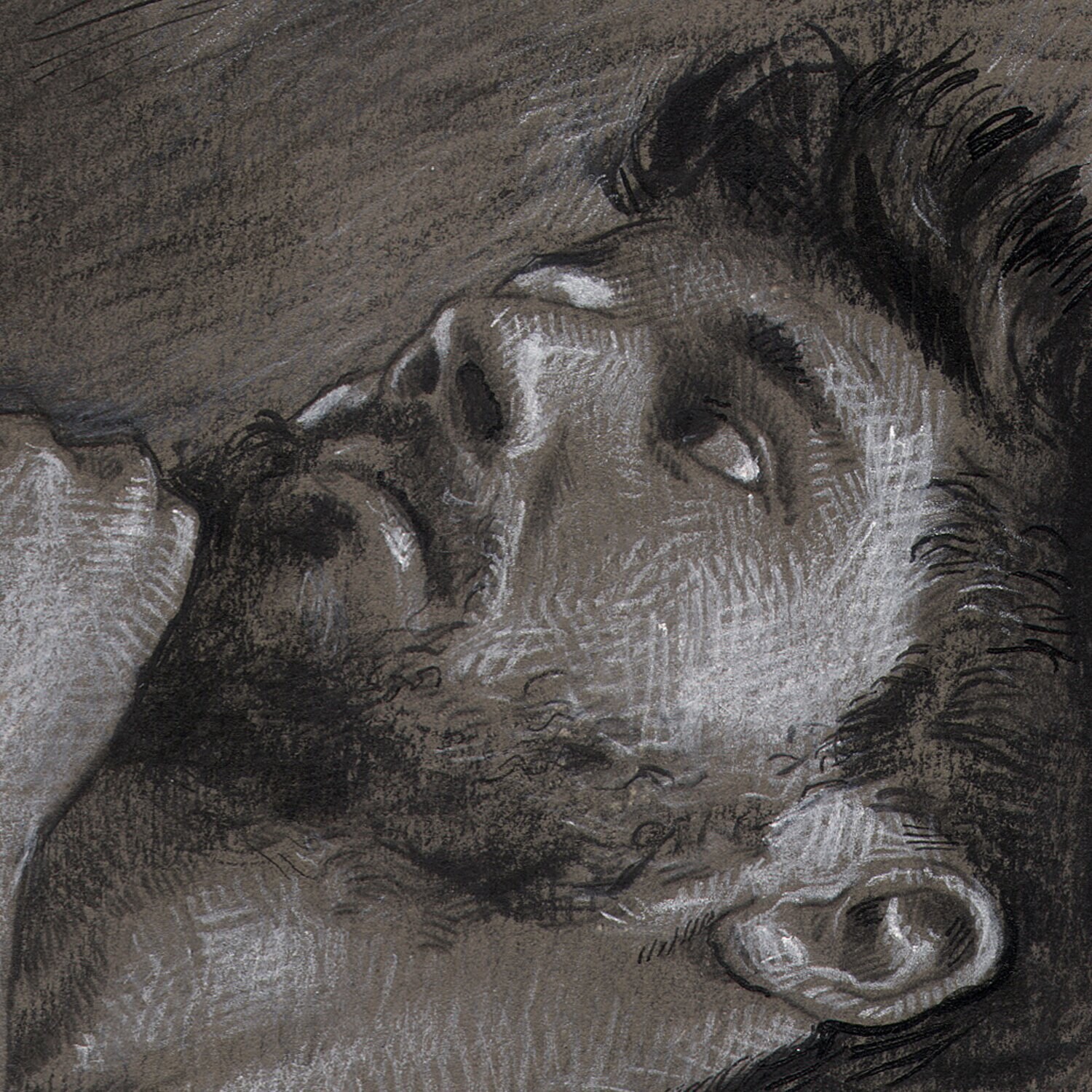 "The Grappling" Original Grisaille Work on Paper | Free Shipping Worldwide