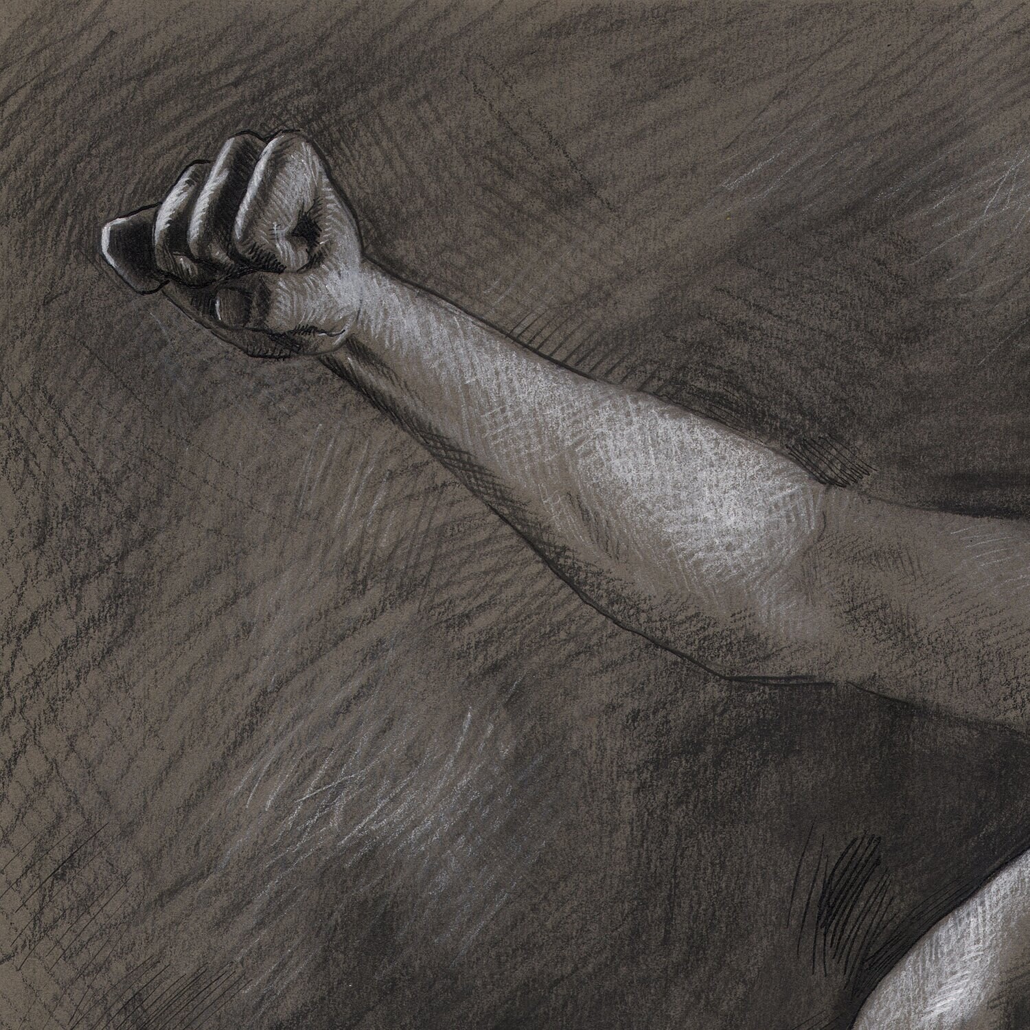 "The Grappling" Original Grisaille Work on Paper | Free Shipping Worldwide