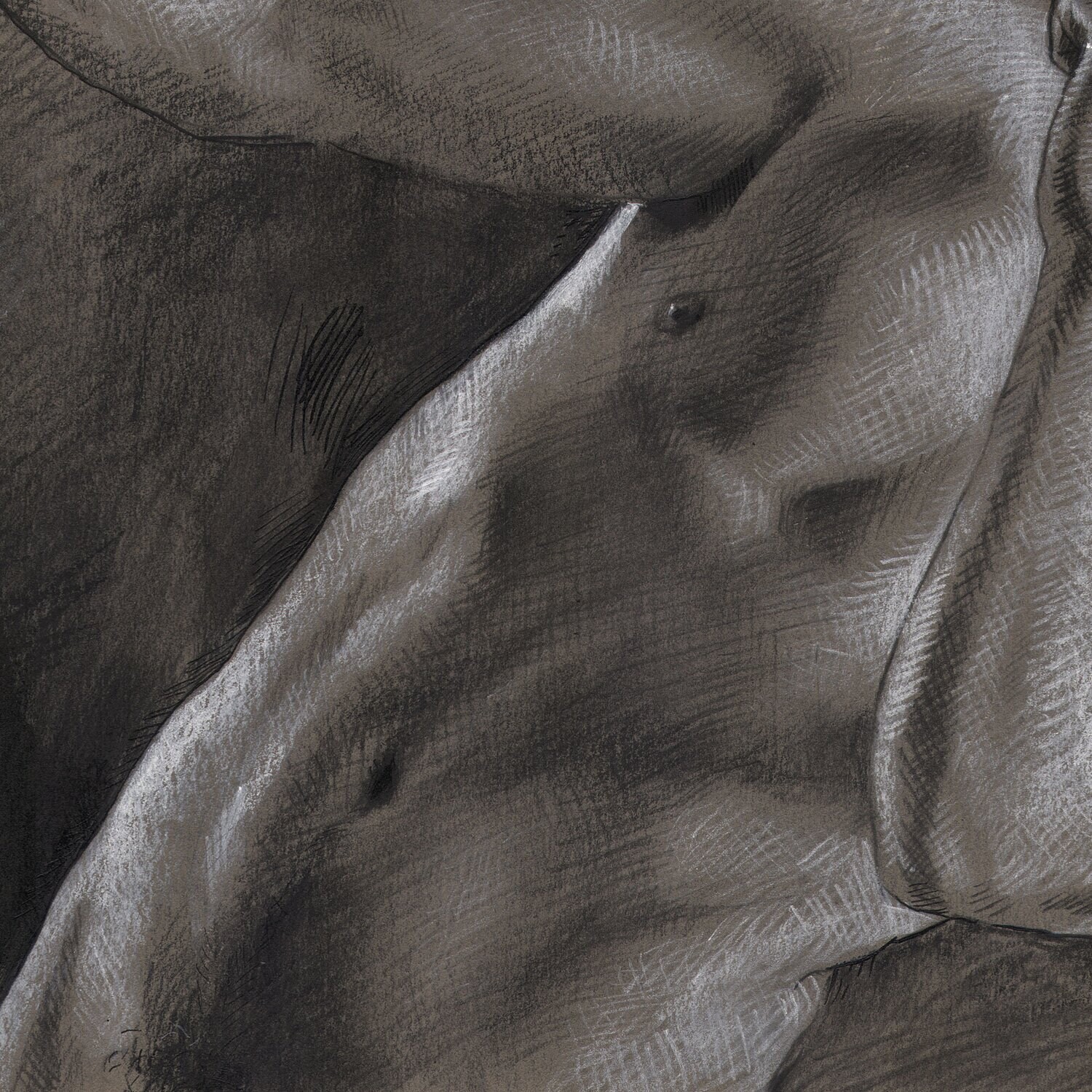 "The Grappling" Original Grisaille Work on Paper | Free Shipping Worldwide