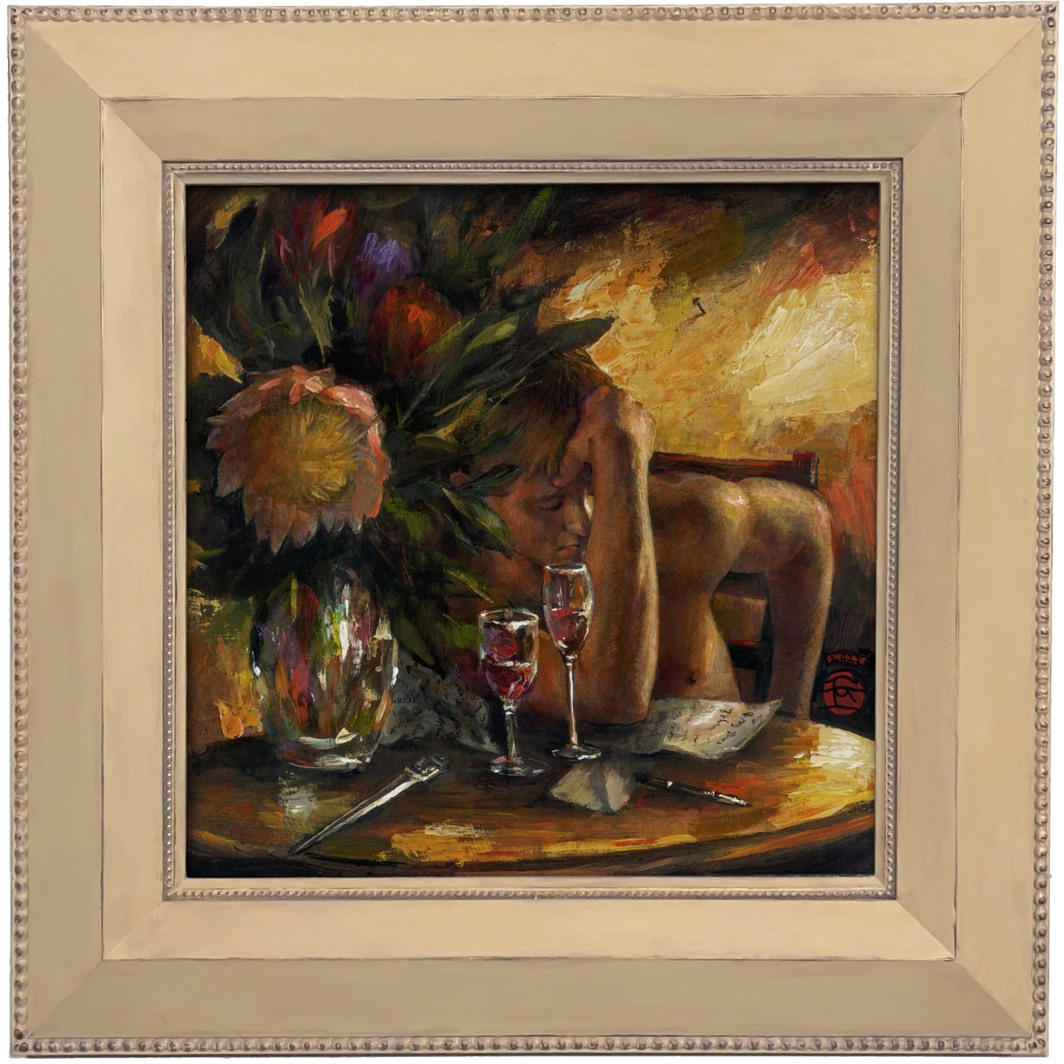 &quot;The Opened Letter&quot; Original Painting on Panel, Framed | Free Shipping Worldwide