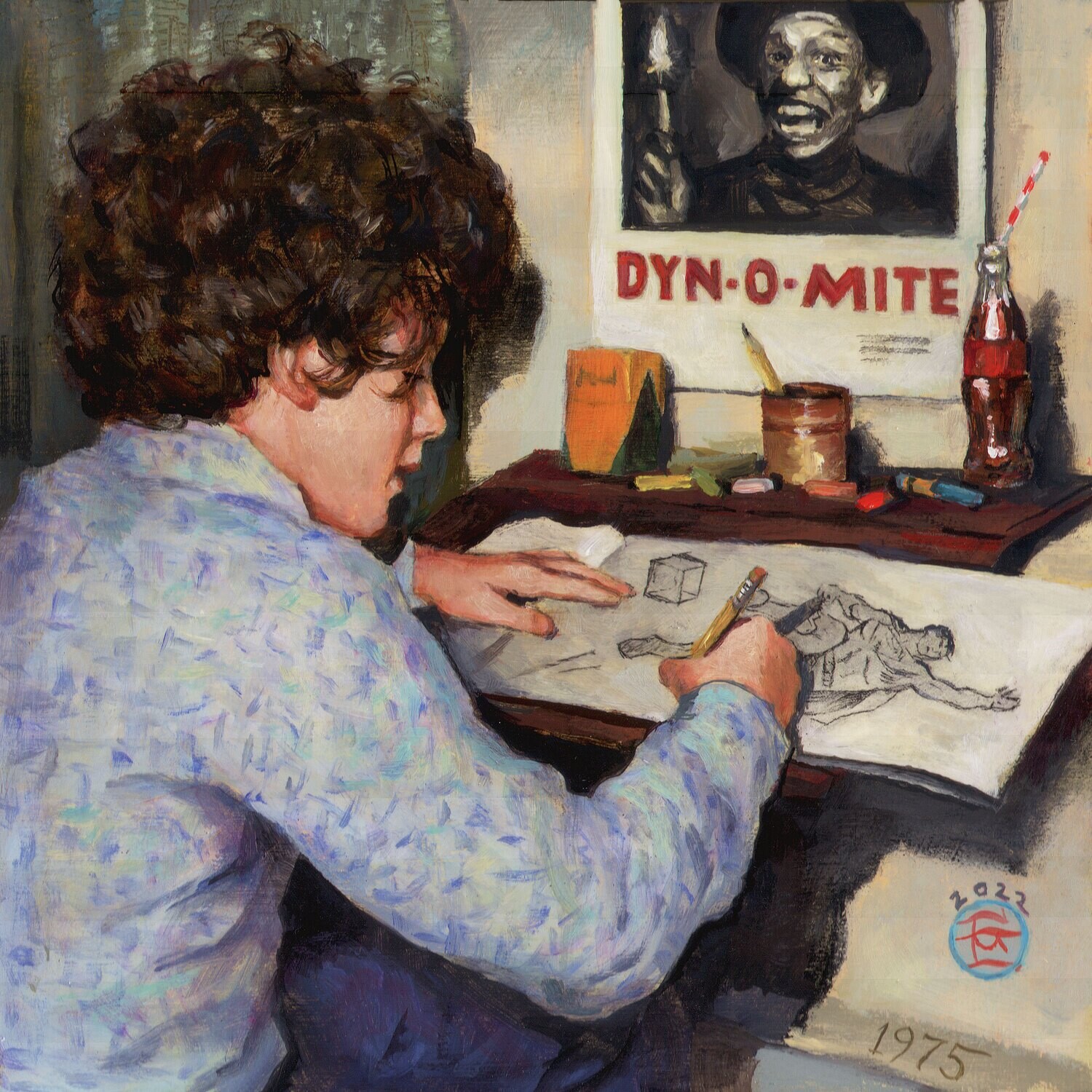 &quot;Dyn-O-Mite! (Self-Portrait as a Child, circa 1975)&quot; Original Painting on Panel | Free Shipping Worldwide