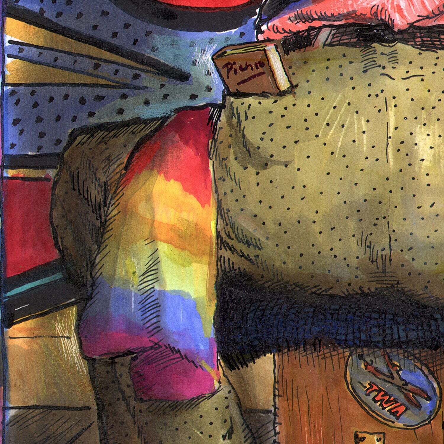 "At the Ready" Original Mixed-Media Work on Paper | Free Shipping Worldwide