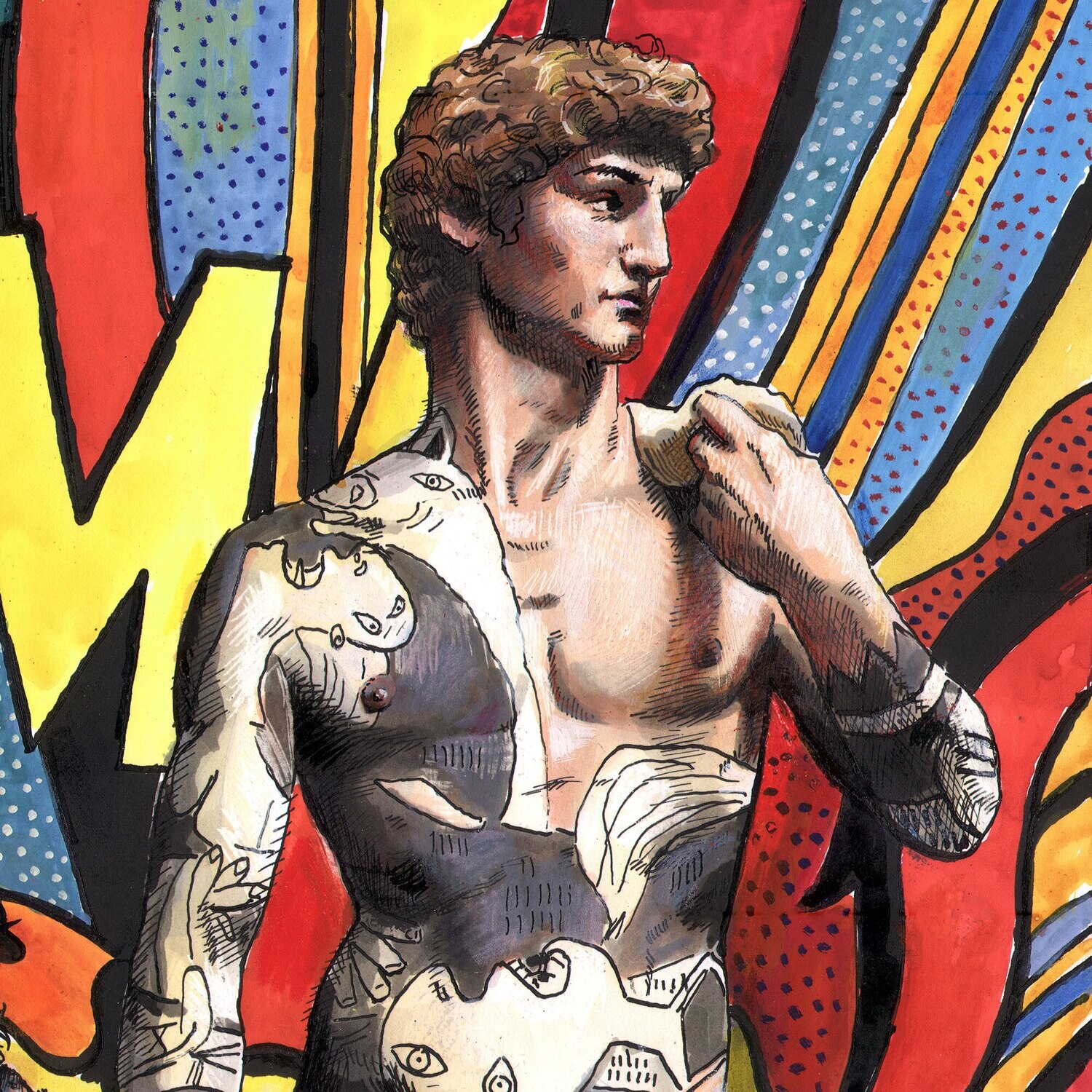 "At the Ready" Original Mixed-Media Work on Paper | Free Shipping Worldwide