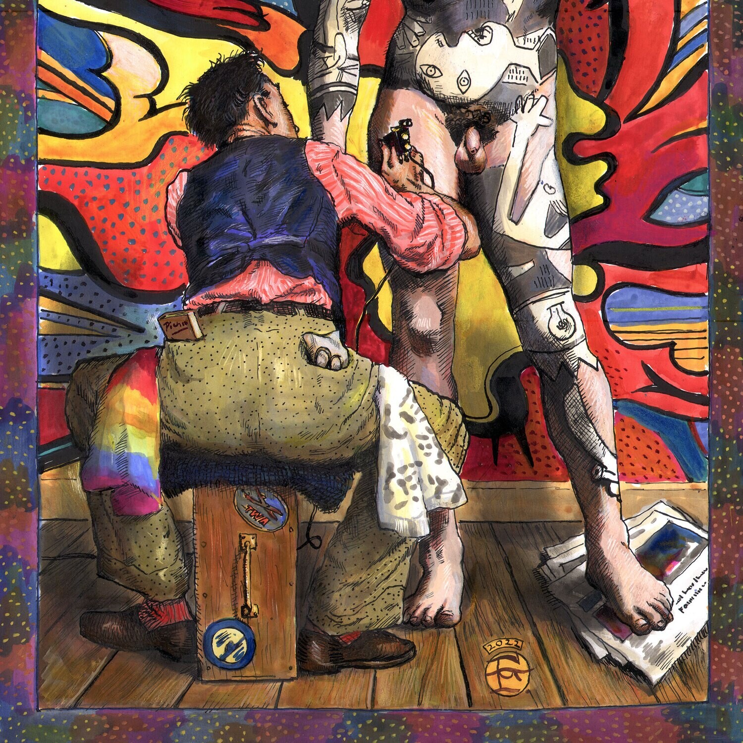 "At the Ready" Original Mixed-Media Work on Paper | Free Shipping Worldwide