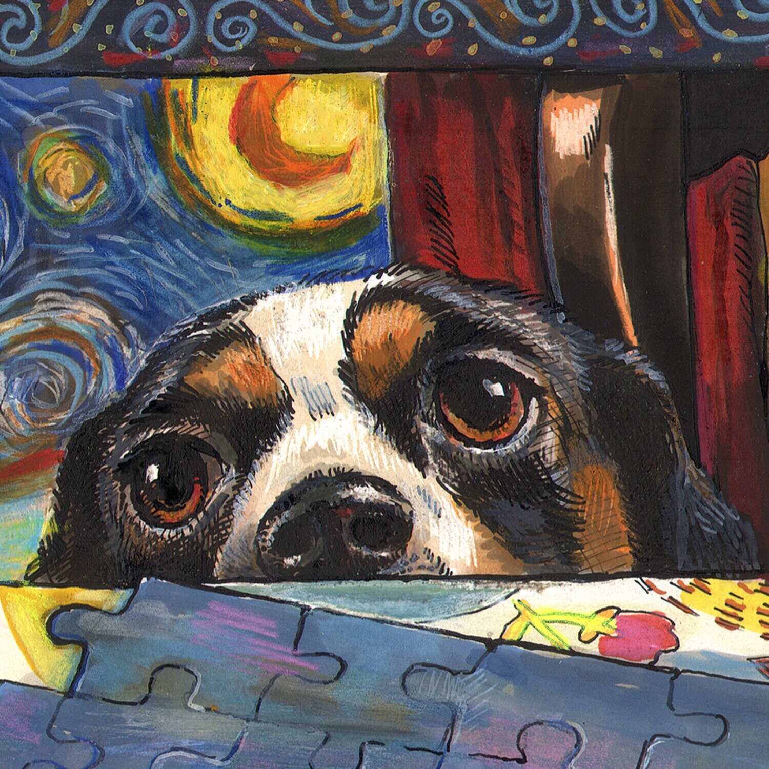 "Puzzled" Original Mixed-Media Work on Paper | Free Shipping Worldwide