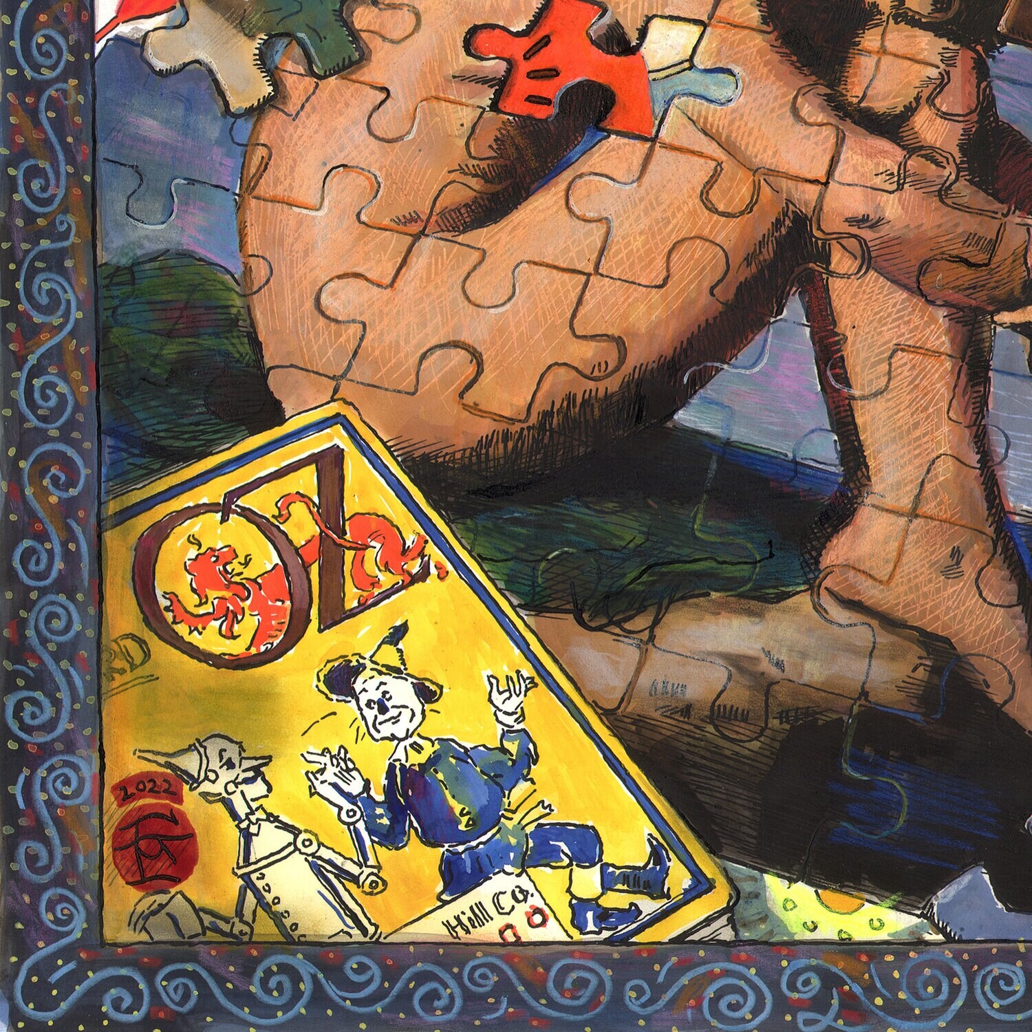 "Puzzled" Original Mixed-Media Work on Paper | Free Shipping Worldwide