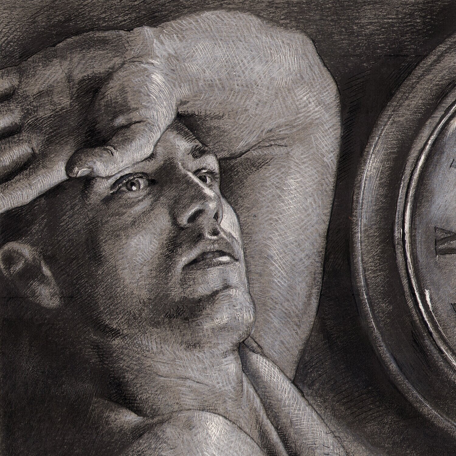 "Turn" Original Grisaille Work on Paper | Free Shipping Worldwide