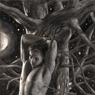"Night Sky of the Souls" Original Grisaille Work on Paper | Free Shipping Worldwide