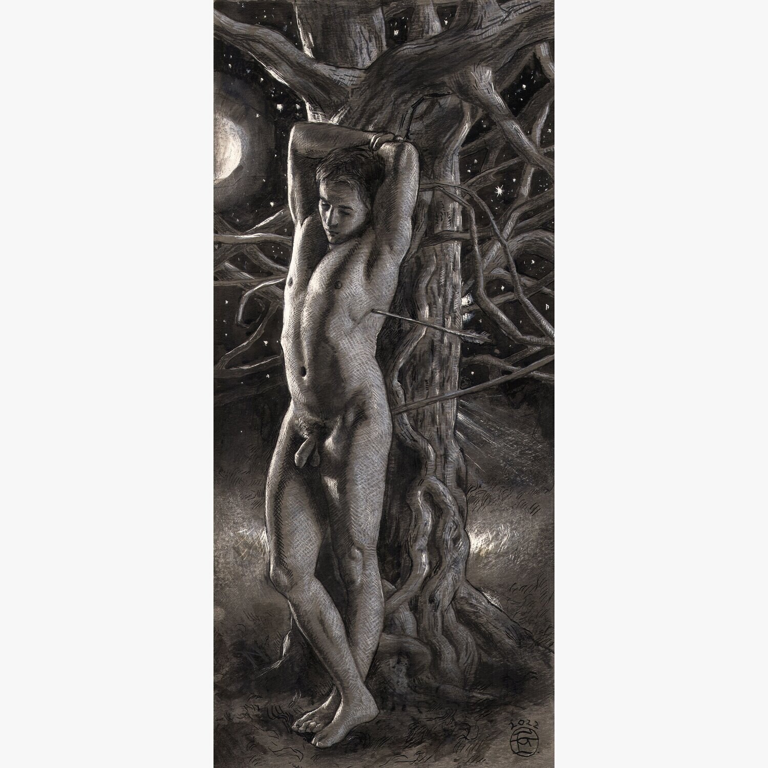 "Night Sky of the Souls" Original Grisaille Work on Paper | Free Shipping Worldwide