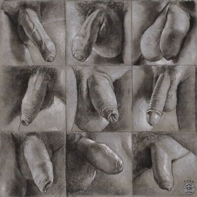 "Studies of Nine" Original Grisaille Work on Paper | Free Shipping Worldwide