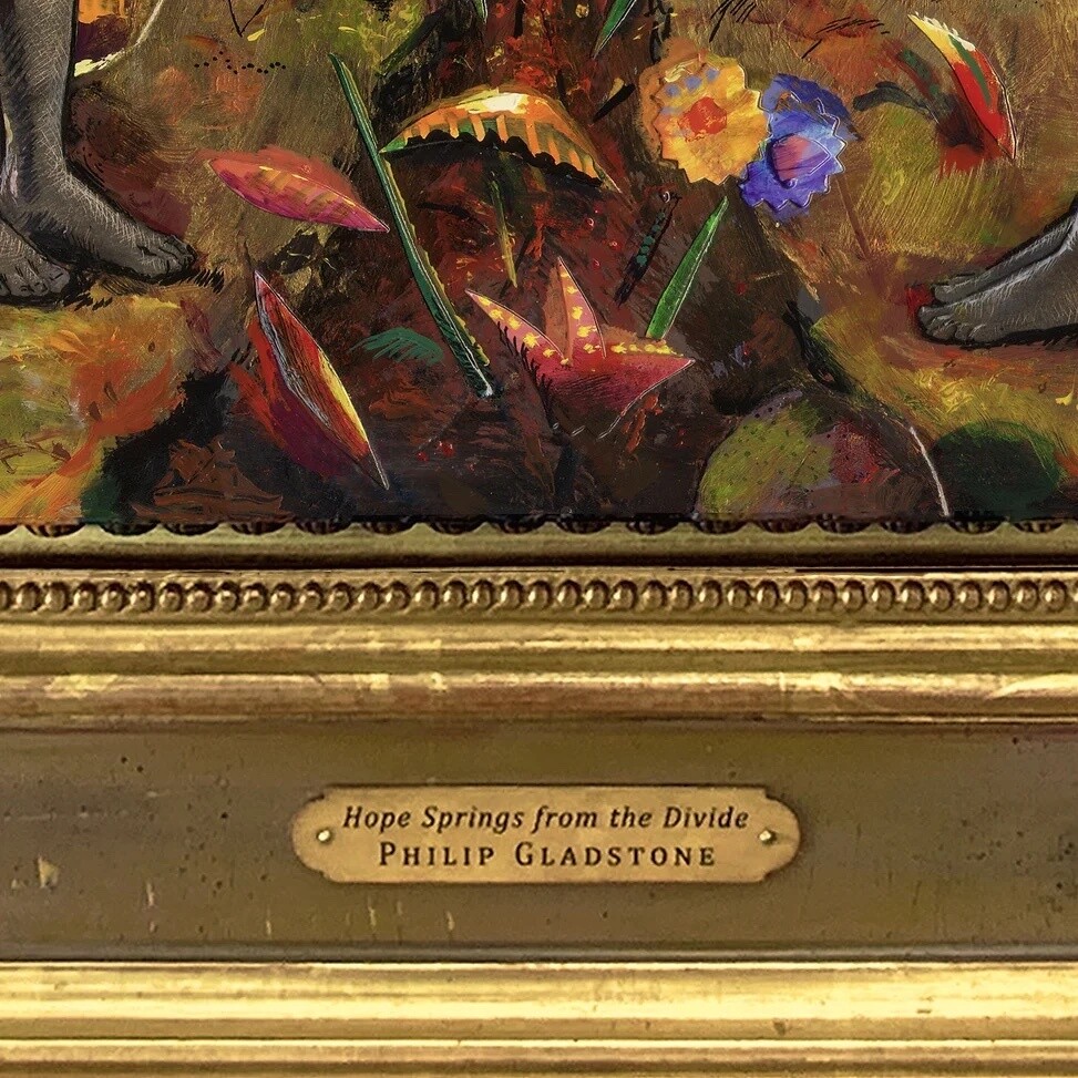 "Hope Springs from the Divide" Original Mixed-Media Work with Integral Artist's Frame | Free Shipping Worldwide