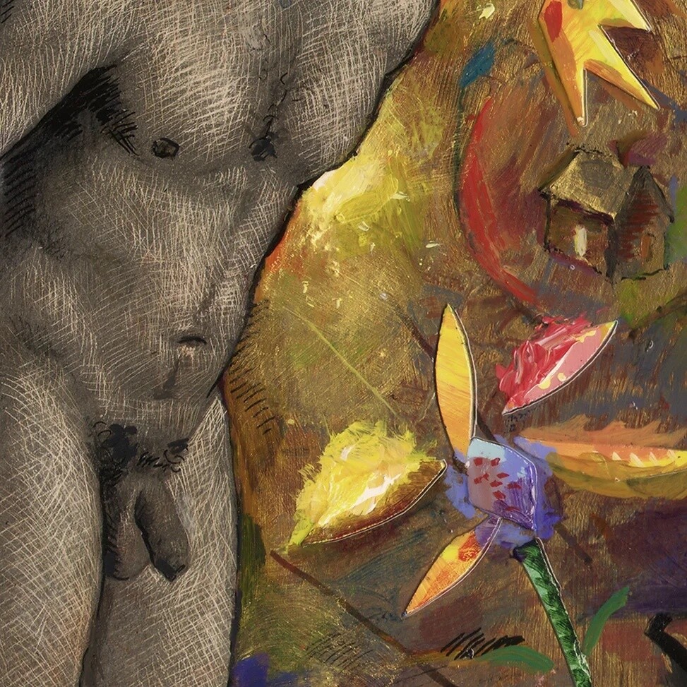 "Hope Springs from the Divide" Original Mixed-Media Work with Integral Artist's Frame | Free Shipping Worldwide