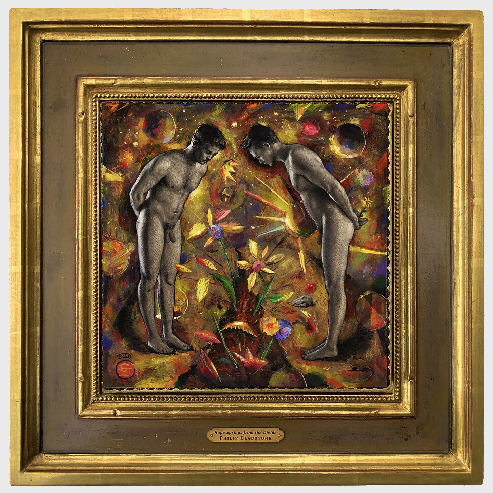 "Hope Springs from the Divide" Original Mixed-Media Work with Integral Artist's Frame | Free Shipping Worldwide