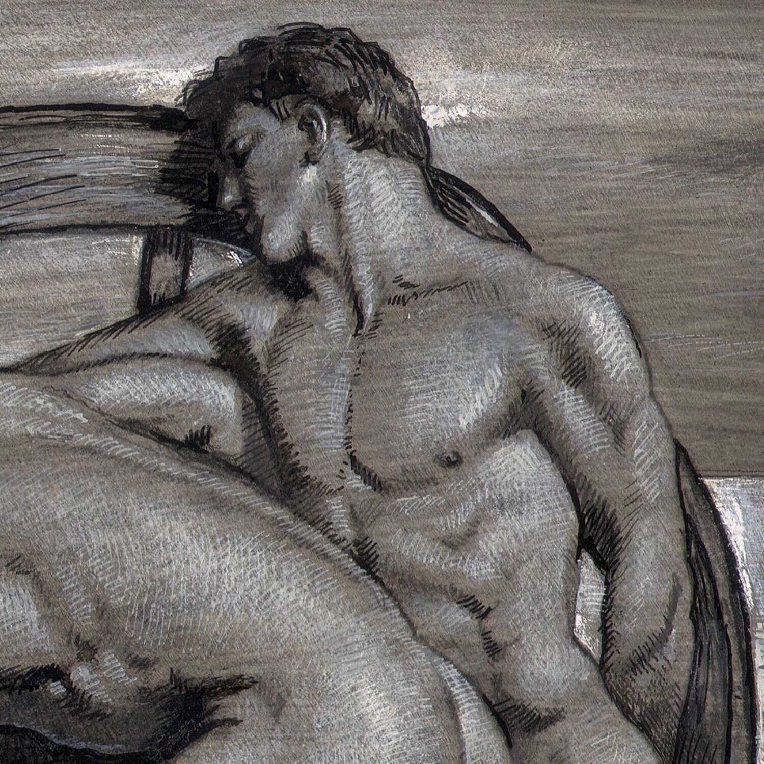 "The Wheel" Original Framed Grisaille Work on Paper | Free Shipping Worldwide