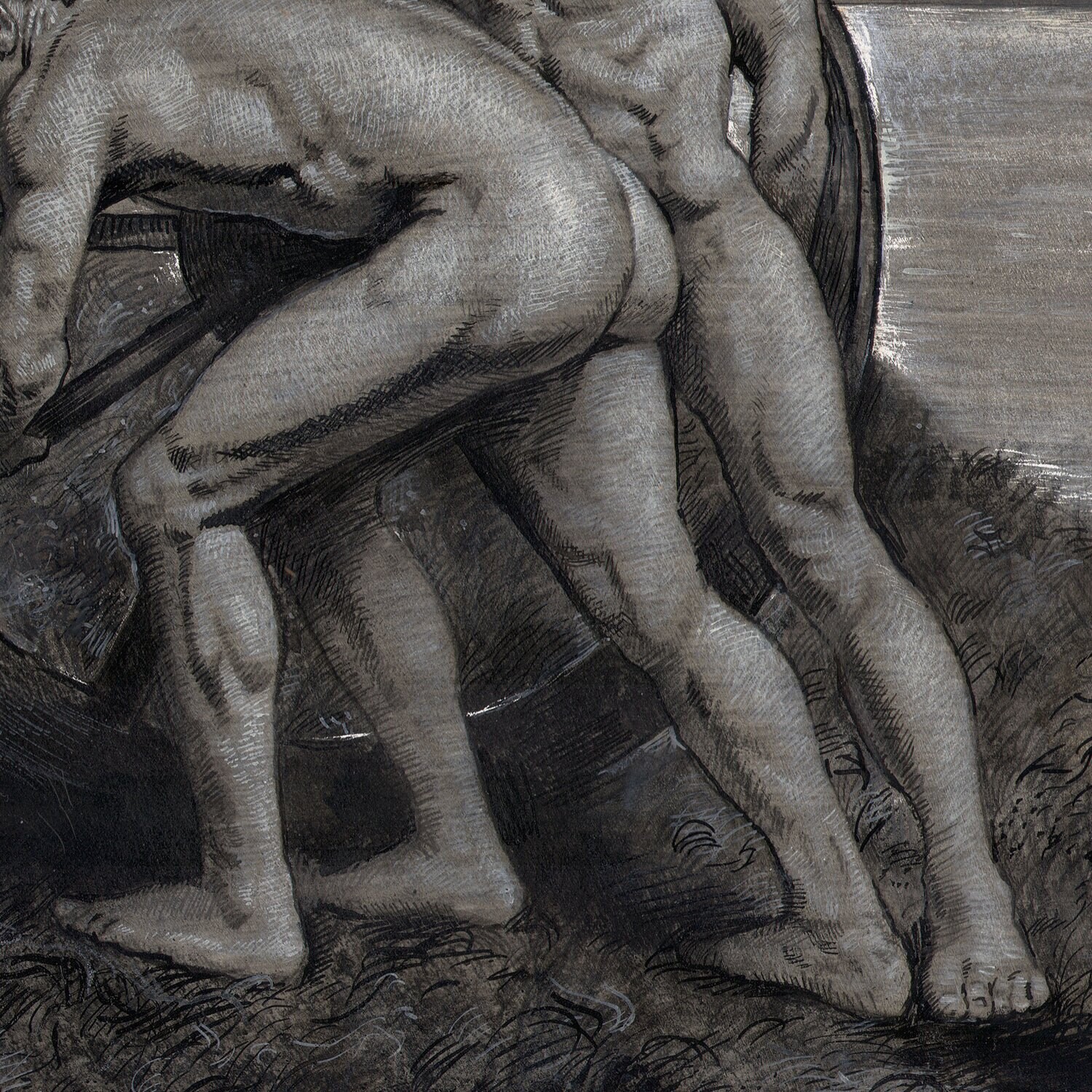 "The Wheel" Original Framed Grisaille Work on Paper | Free Shipping Worldwide