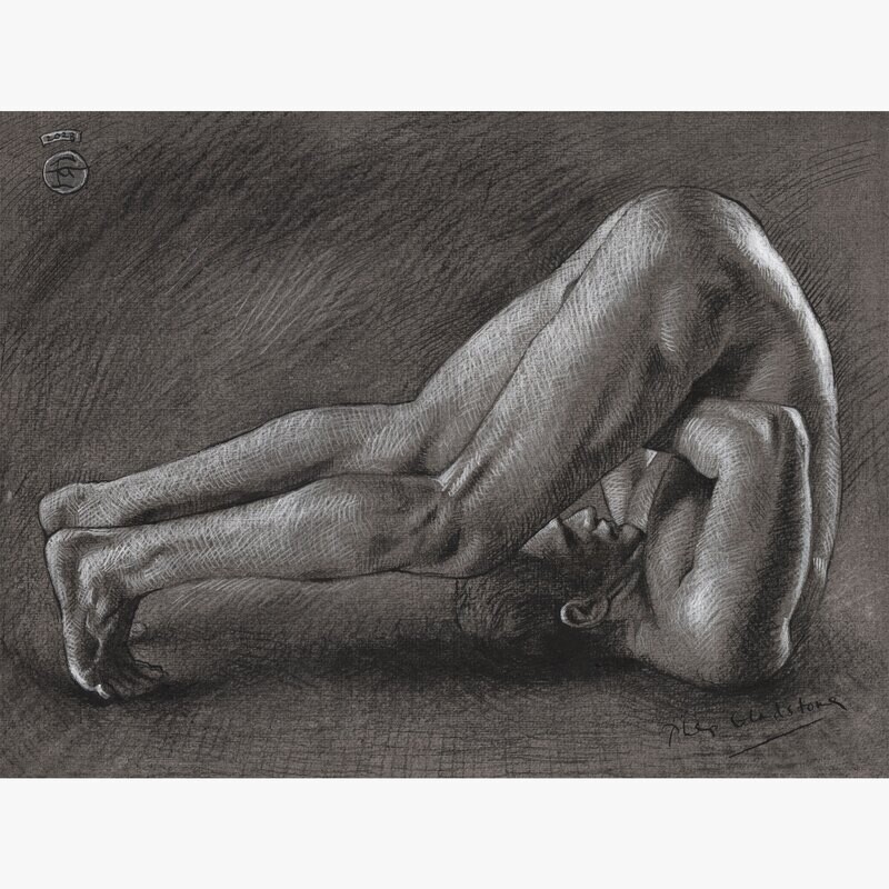 "The Folding In" Original Grisaille Work on Paper | Free Shipping Worldwide