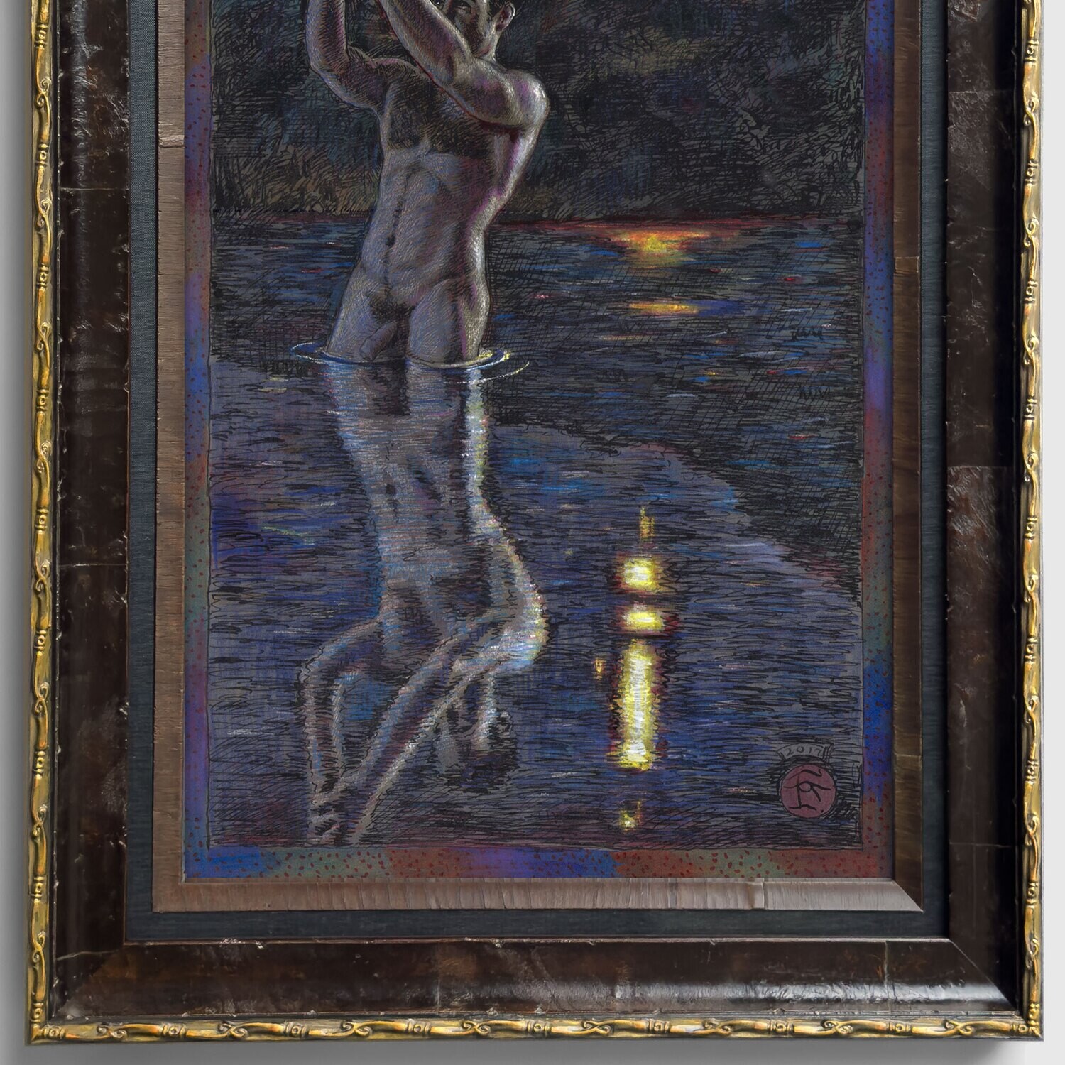 "Please" Original Framed Mixed-Media Work on Paper | Free Shipping Worldwide