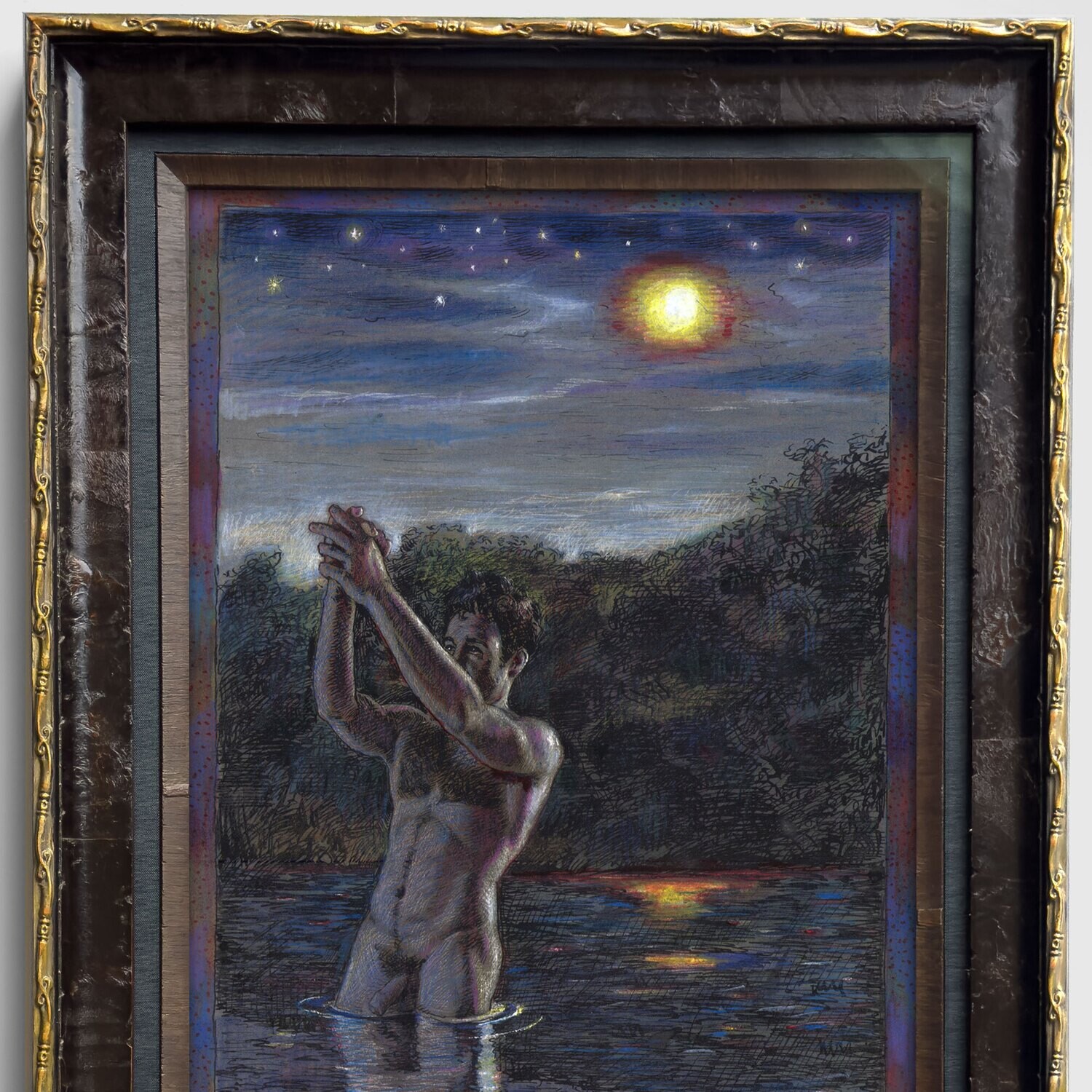 "Please" Original Framed Mixed-Media Work on Paper | Free Shipping Worldwide