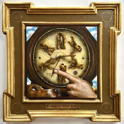 &quot;Wrestling With Time (A Riff on Muybridge)&quot; Original Painting on Panel with Integral Artist&#39;s Frame | Free Shipping Worldwide