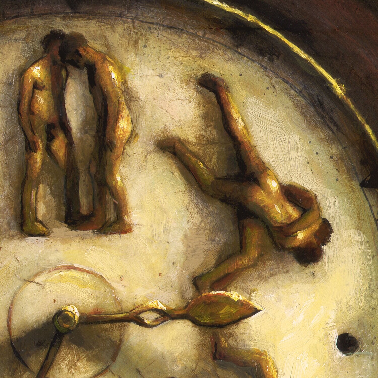 "Wrestling With Time (A Riff on Muybridge)" Original Painting on Panel with Integral Artist's Frame | Free Shipping Worldwide