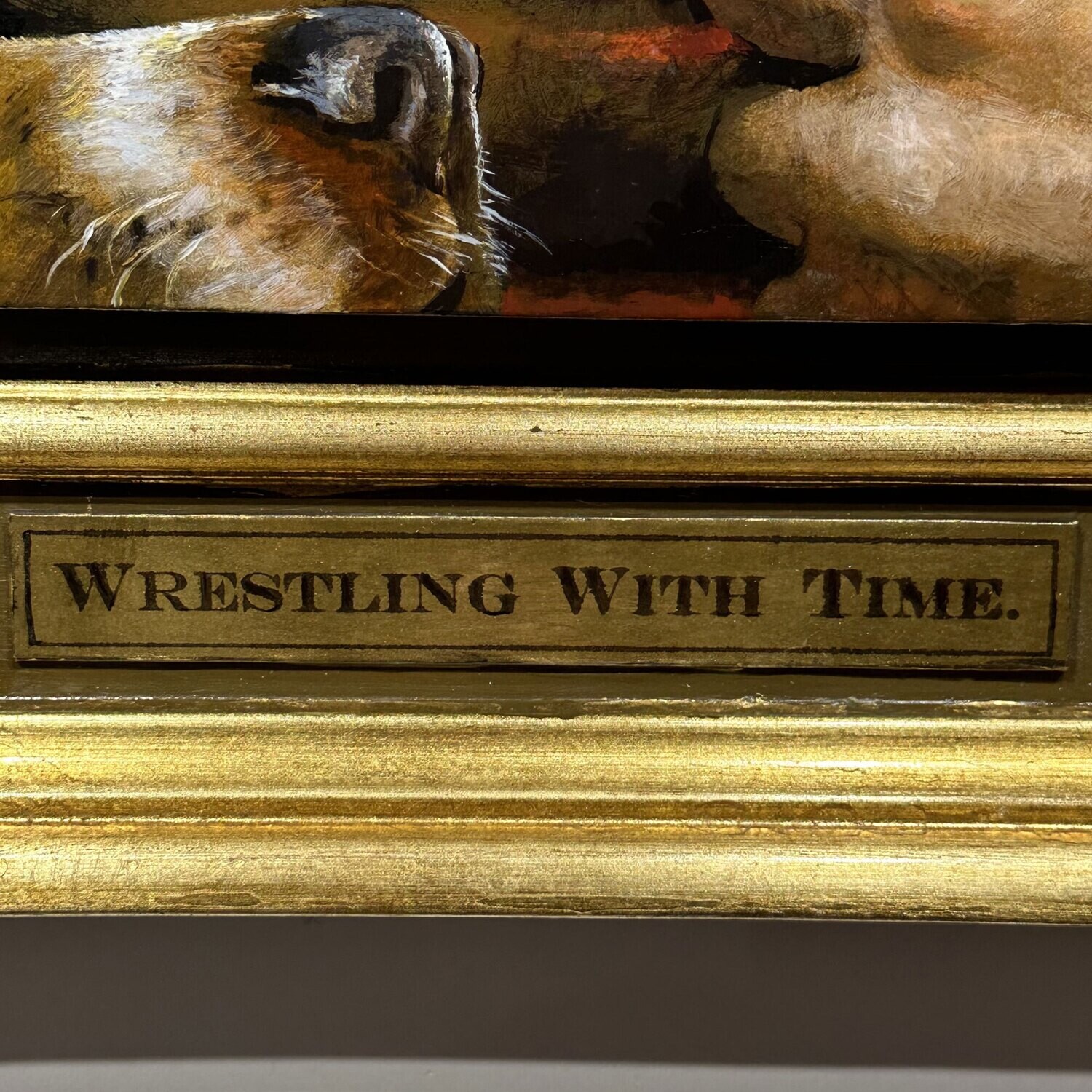 "Wrestling With Time (A Riff on Muybridge)" Original Painting on Panel with Integral Artist's Frame | Free Shipping Worldwide