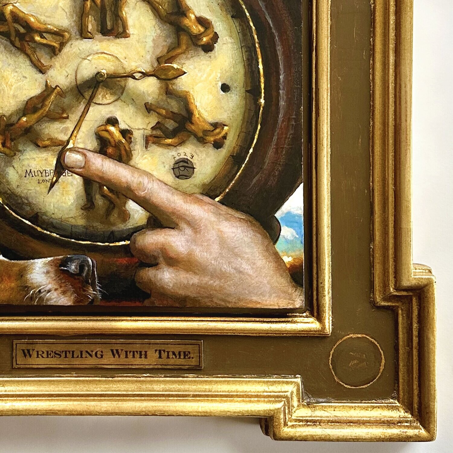 "Wrestling With Time (A Riff on Muybridge)" Original Painting on Panel with Integral Artist's Frame | Free Shipping Worldwide