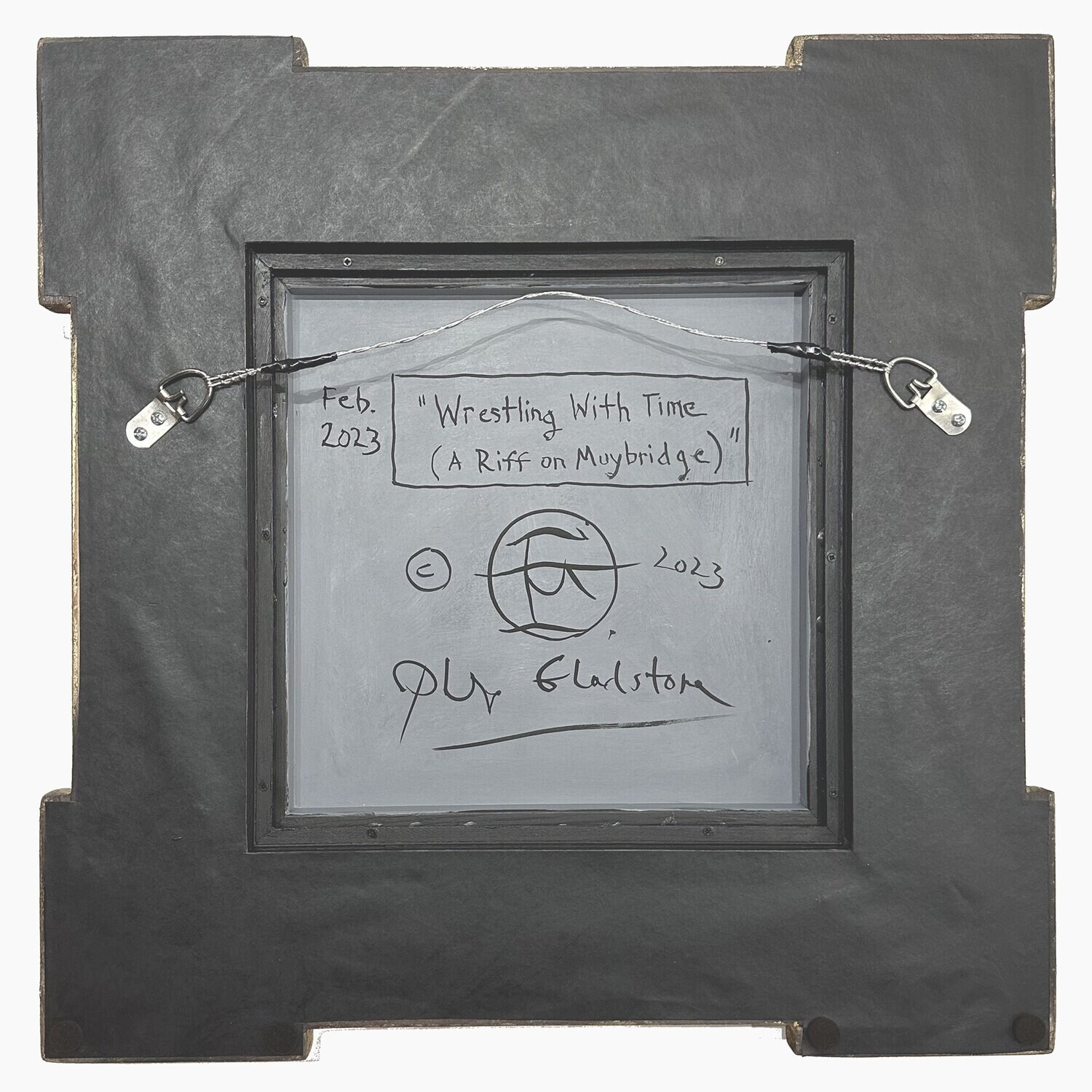 "Wrestling With Time (A Riff on Muybridge)" Original Painting on Panel with Integral Artist's Frame | Free Shipping Worldwide