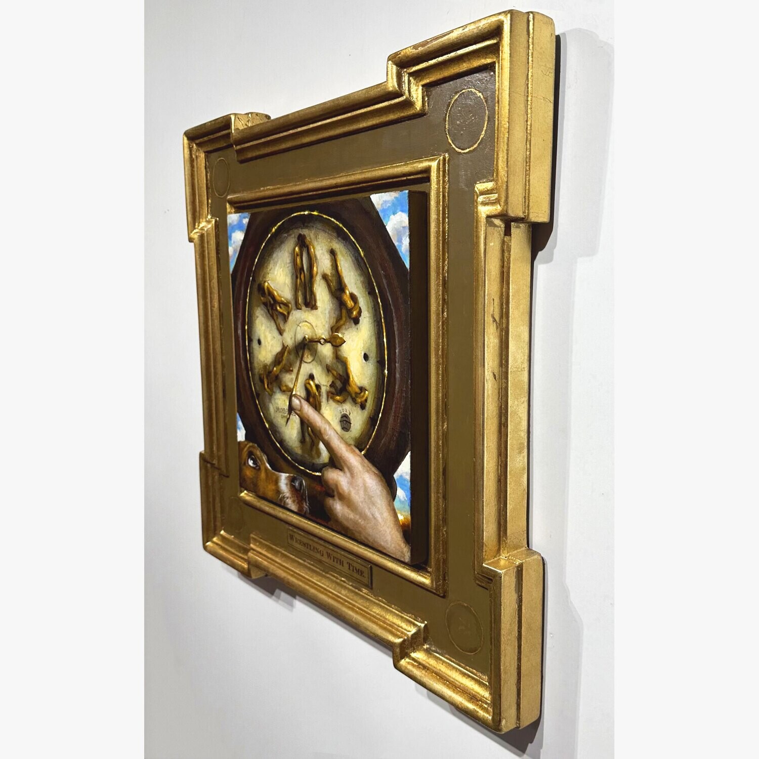 "Wrestling With Time (A Riff on Muybridge)" Original Painting on Panel with Integral Artist's Frame | Free Shipping Worldwide