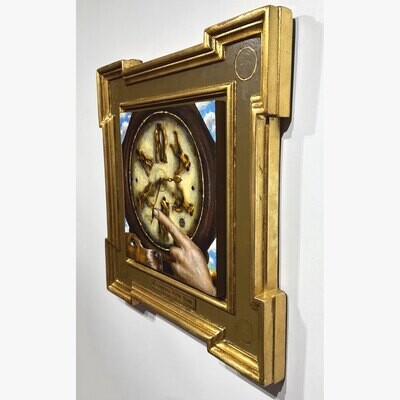 "Wrestling With Time (A Riff on Muybridge)" Original Painting on Panel with Integral Artist's Frame | Free Shipping Worldwide