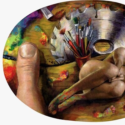 "An Artist Dreams a Dream and Wonders What it Means" Original Painting on Artist's Palette | Free Shipping Worldwide