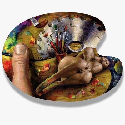 &quot;An Artist Dreams a Dream and Wonders What it Means&quot; Original Painting on Artist&#39;s Palette | Free Shipping Worldwide