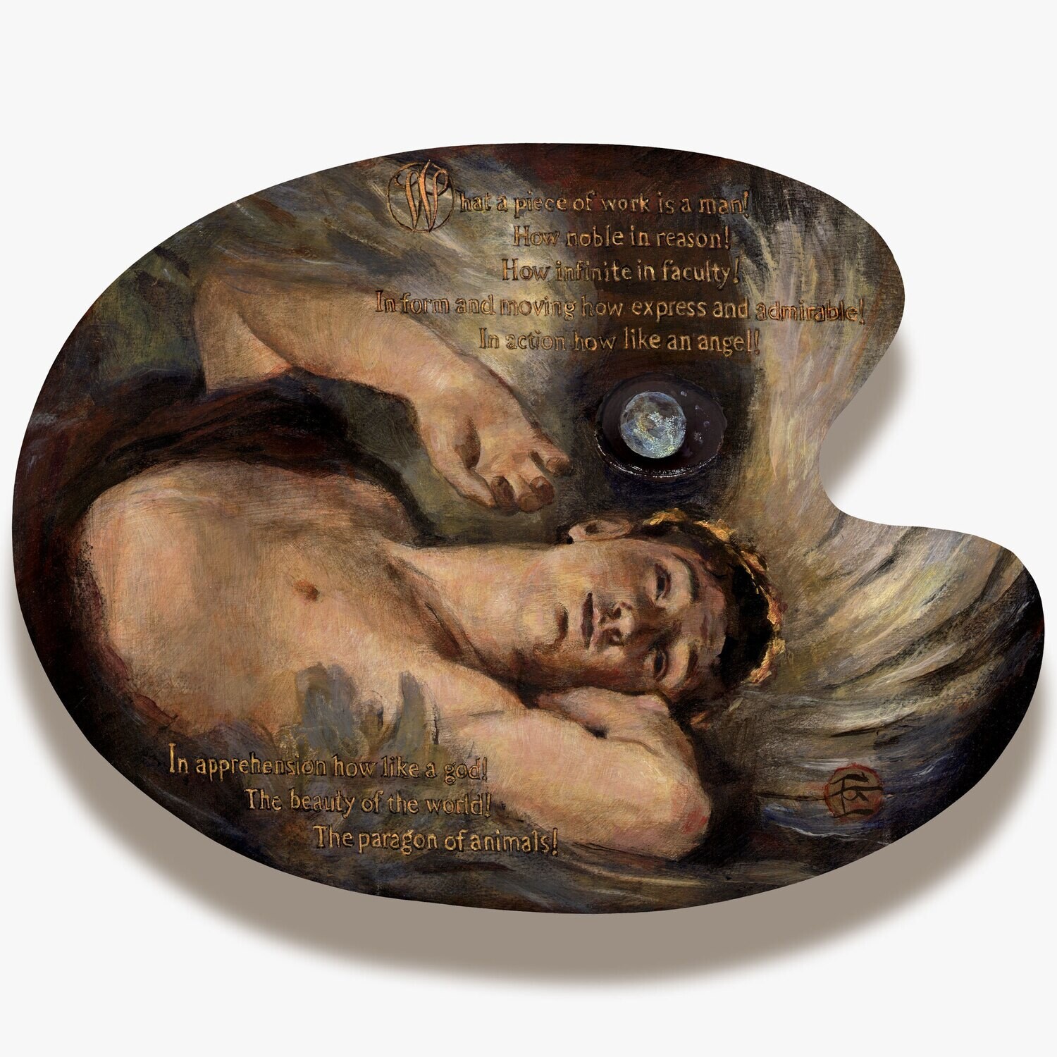 &quot;What a Piece of Work is a Man!&quot; Original Painting on Artist&#39;s Palette | Free Shipping Worldwide