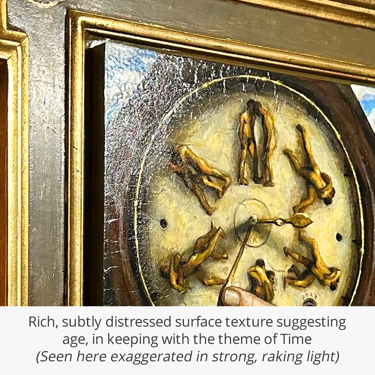 "Wrestling With Time (A Riff on Muybridge)" Original Painting on Panel with Integral Artist's Frame | Free Shipping Worldwide