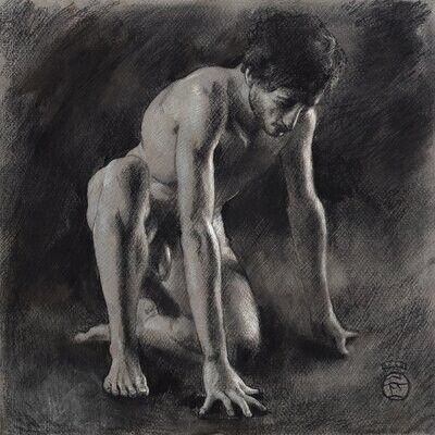 &quot;Fatigue&quot; Original Grisaille Work on Paper | Free Shipping Worldwide