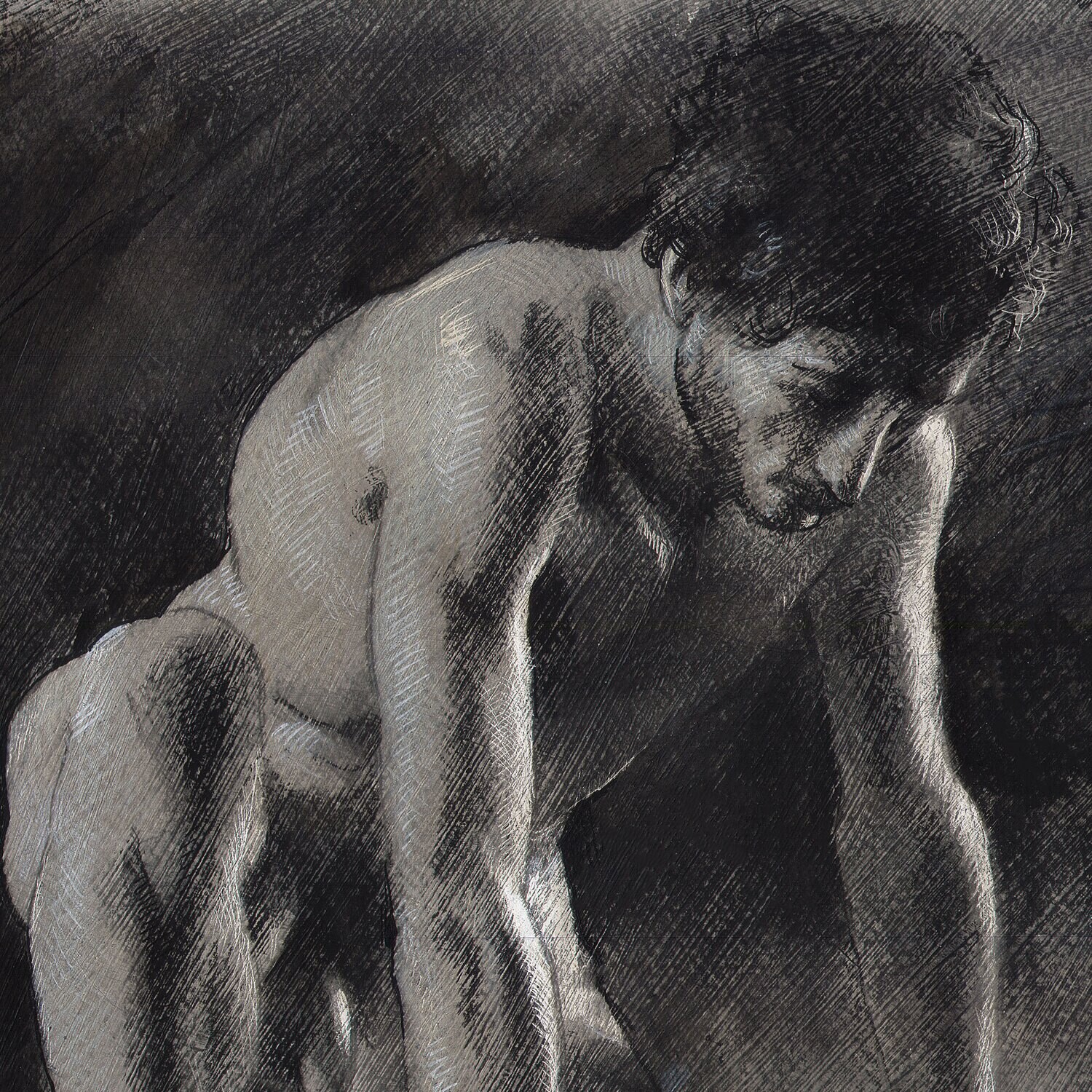 "Fatigue" Original Grisaille Work on Paper | Free Shipping Worldwide