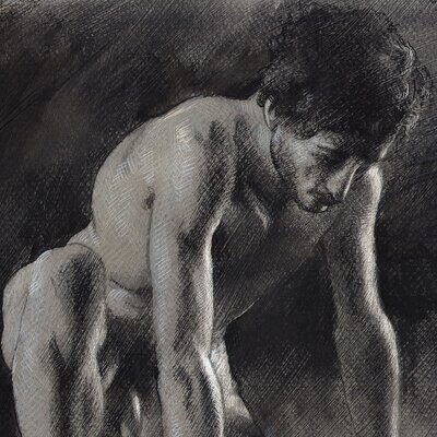 "Fatigue" Original Grisaille Work on Paper | Free Shipping Worldwide