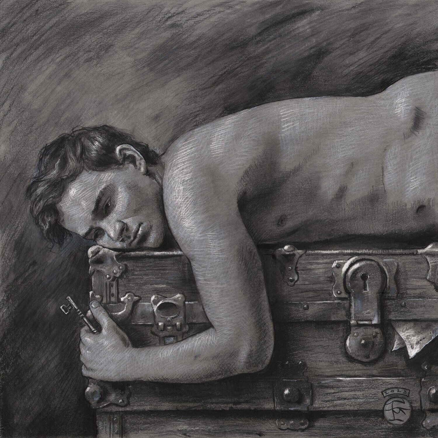 &quot;Secrets&quot; Original Grisaille Work on Paper | Free Shipping Worldwide