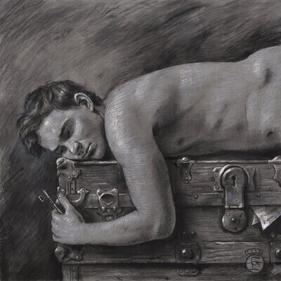 &quot;Secrets&quot; Original Grisaille Work on Paper | Free Shipping Worldwide
