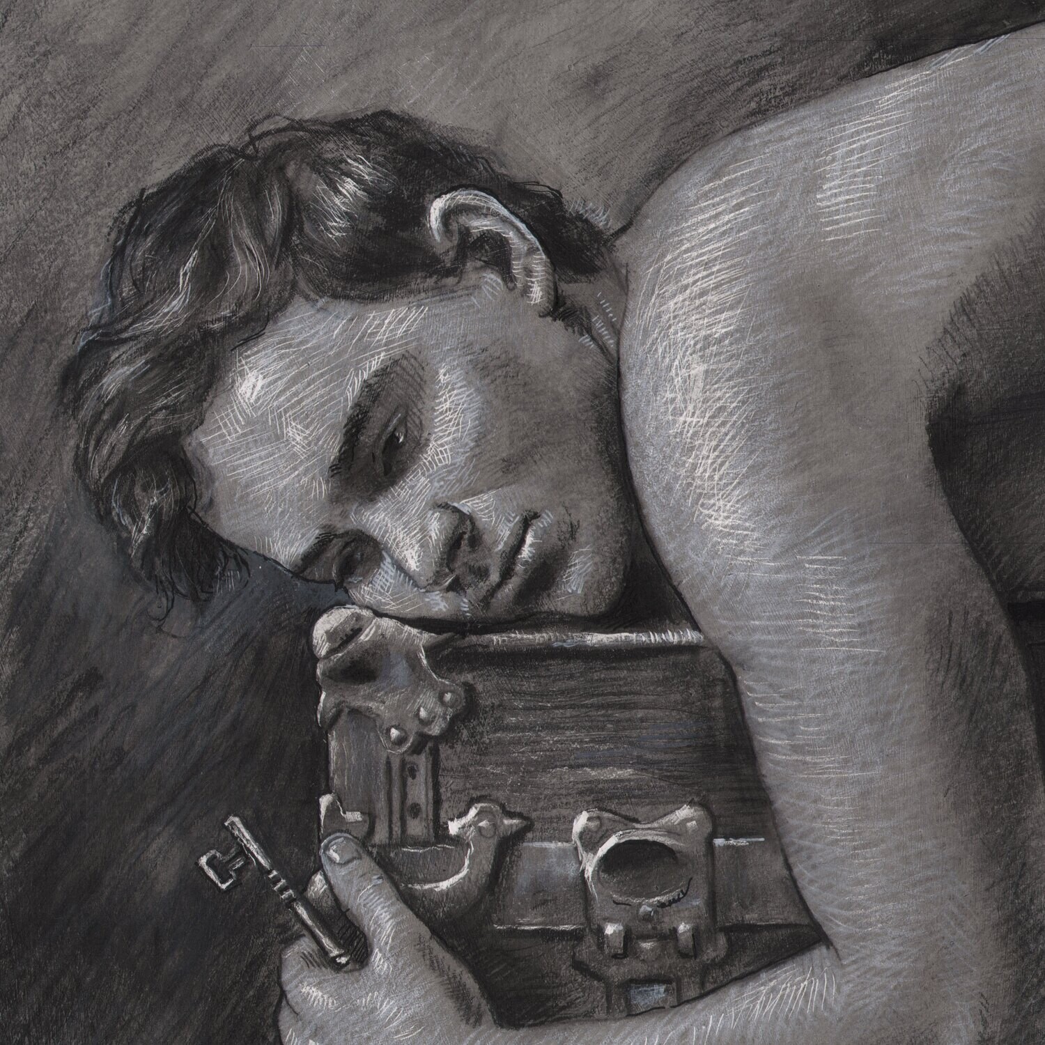 "Secrets" Original Grisaille Work on Paper | Free Shipping Worldwide