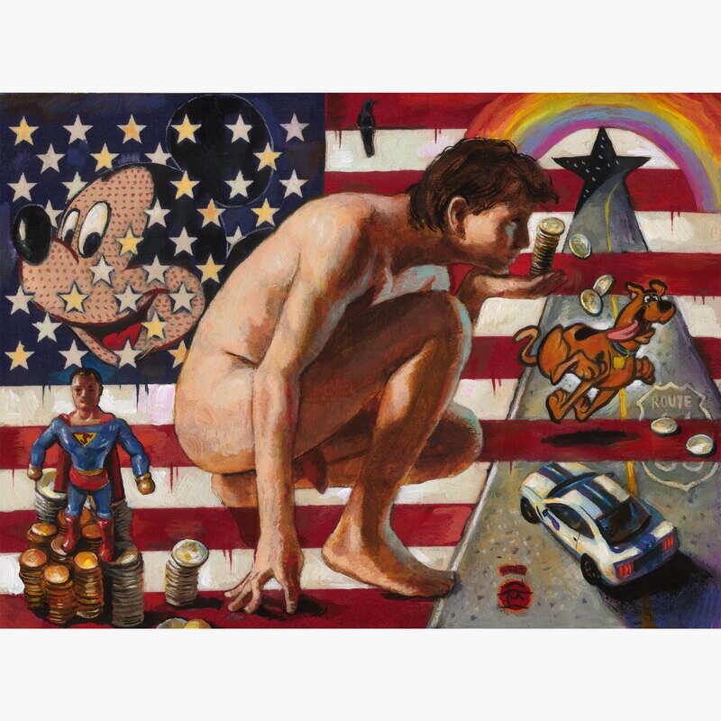 "American Dreamer" Original Painting on Flag | Free Shipping Worldwide
