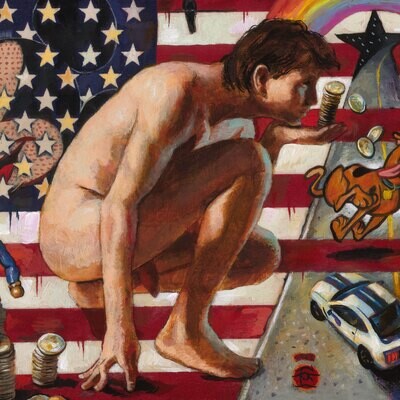 "American Dreamer" Original Painting on Flag | Free Shipping Worldwide
