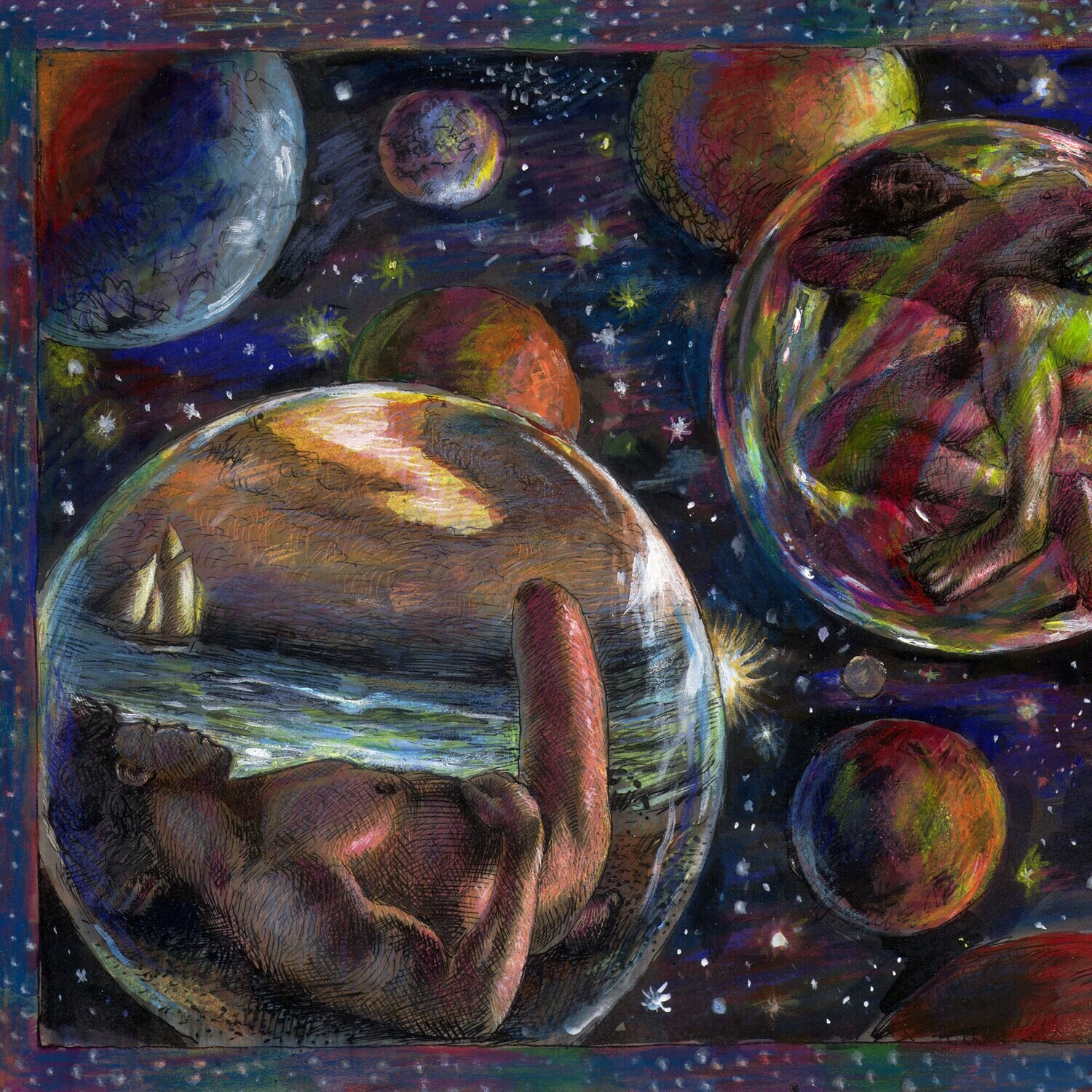 "Above it All" Original Mixed-Media Work on Paper | Free Shipping Worldwide