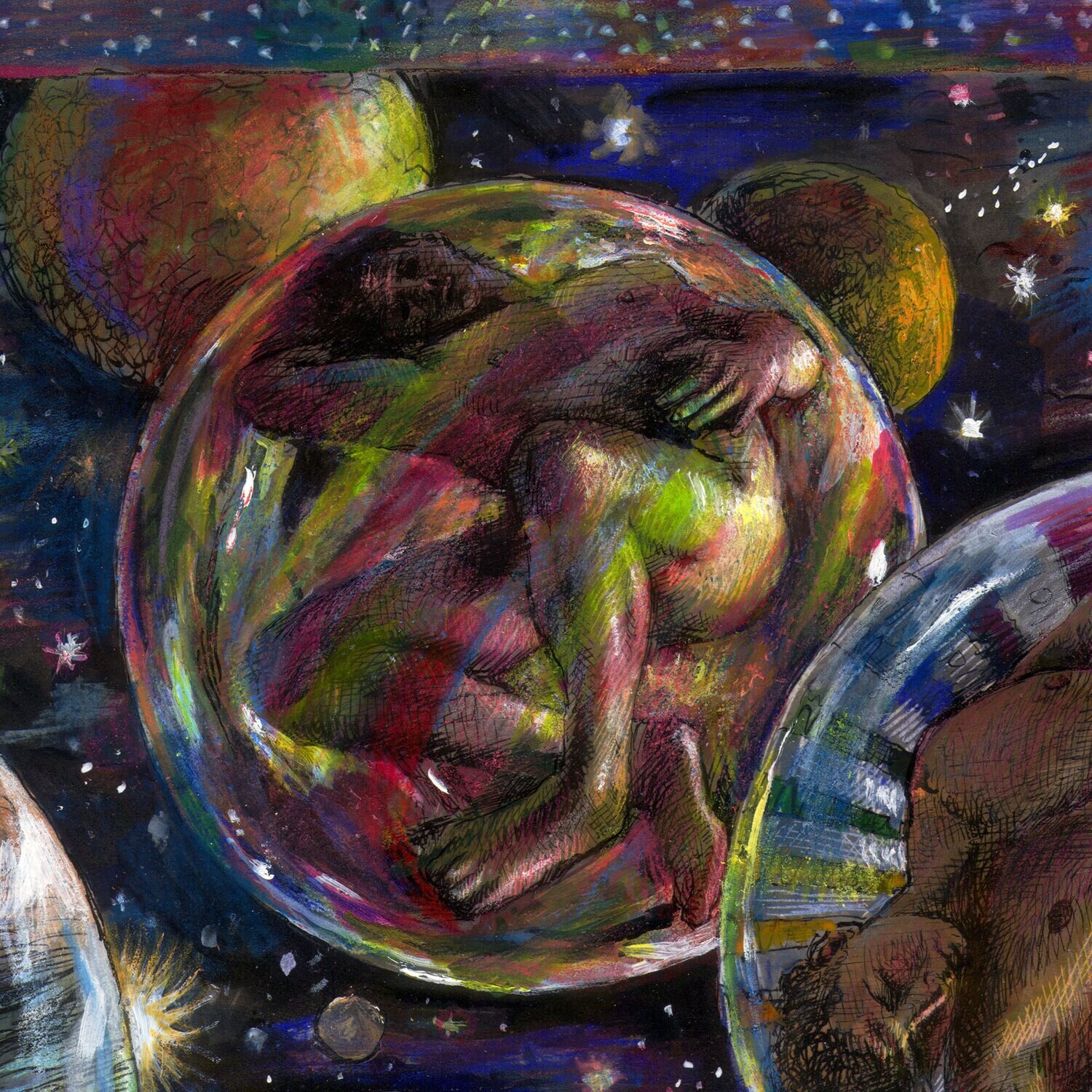 "Above it All" Original Mixed-Media Work on Paper | Free Shipping Worldwide