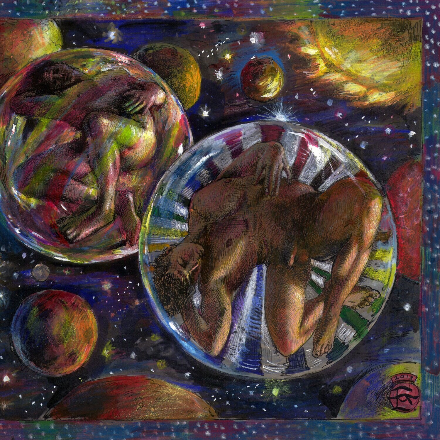 "Above it All" Original Mixed-Media Work on Paper | Free Shipping Worldwide