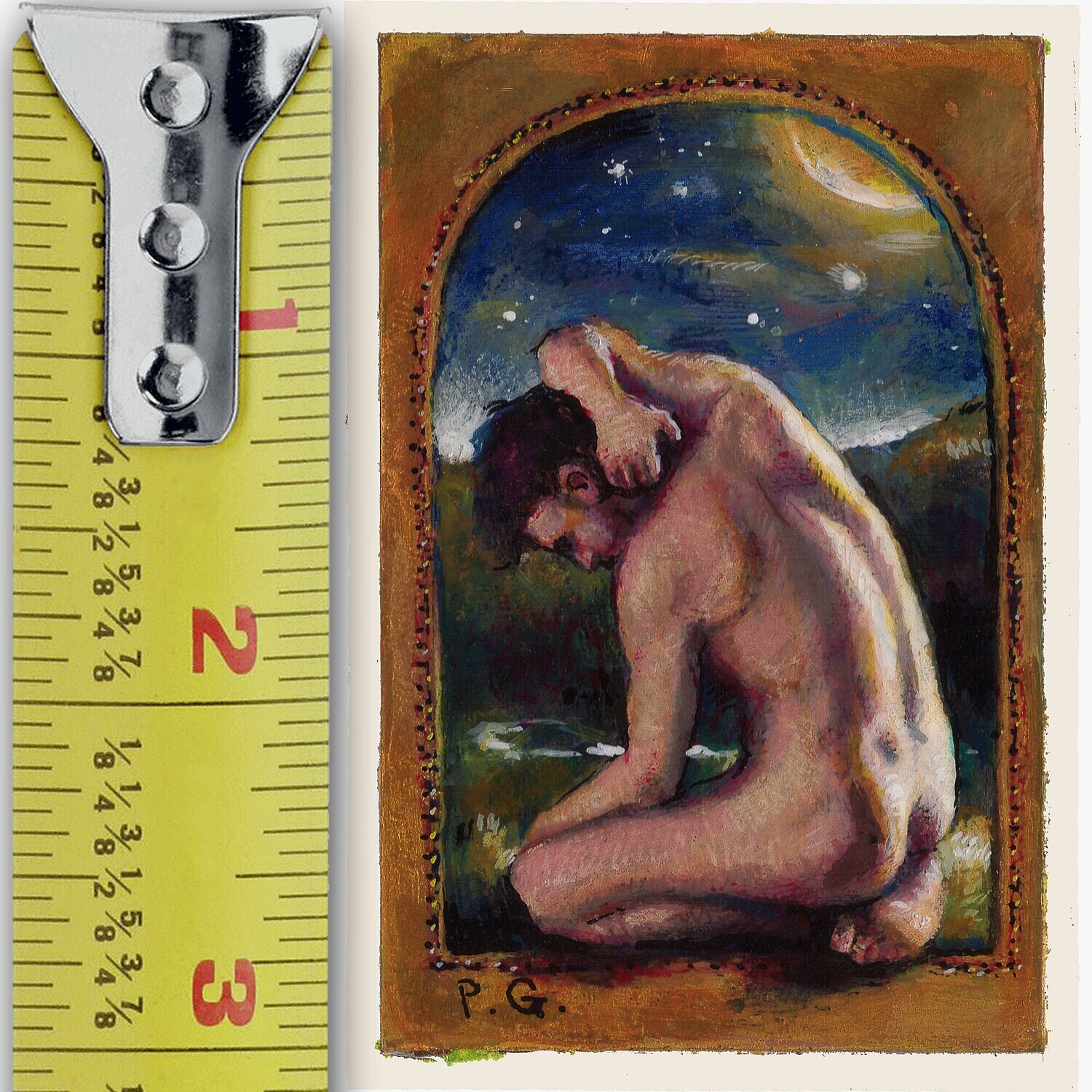 Miniature Painting "The Thinker" 3 by 2 Inches
