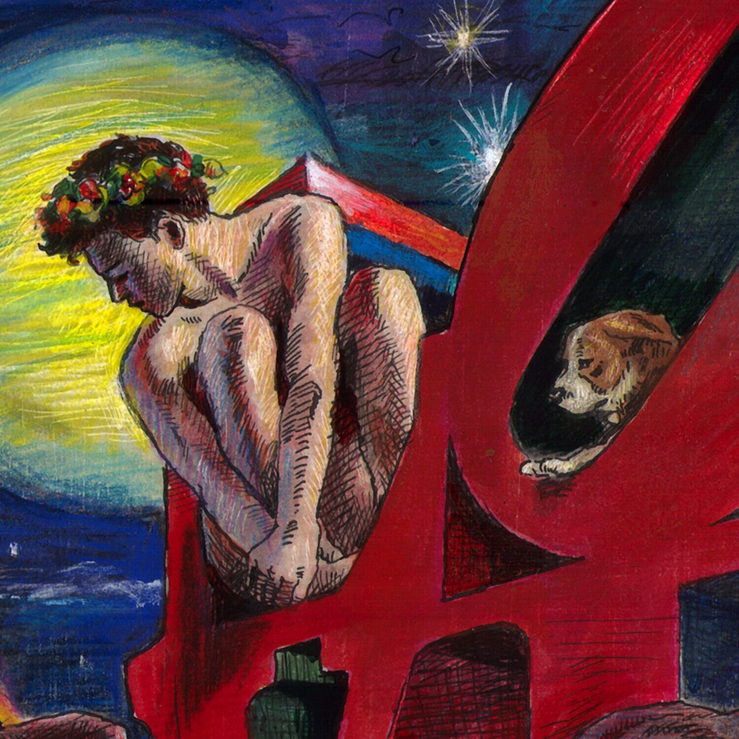 "The Witness" Original Mixed-Media Work on Paper | Free Shipping Worldwide